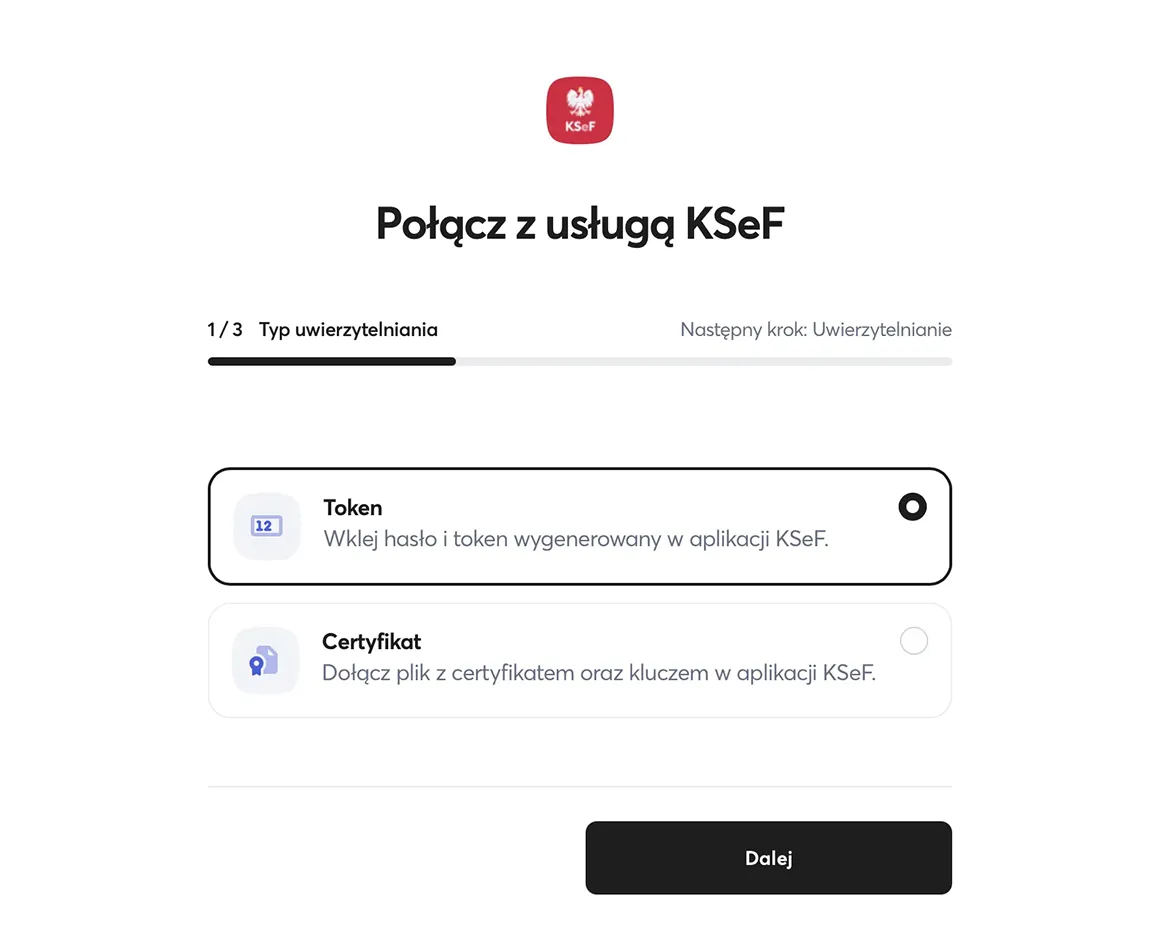 Wybór uwierzytelniania KSeF