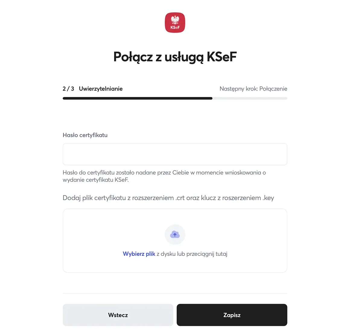 Dodawanie certyfikatu KSeF