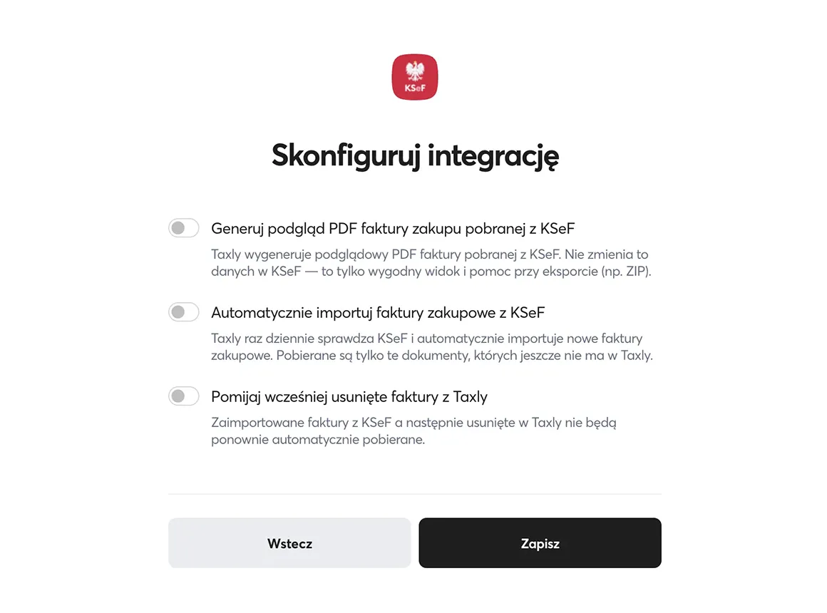 Ustawienia integracji KSeF